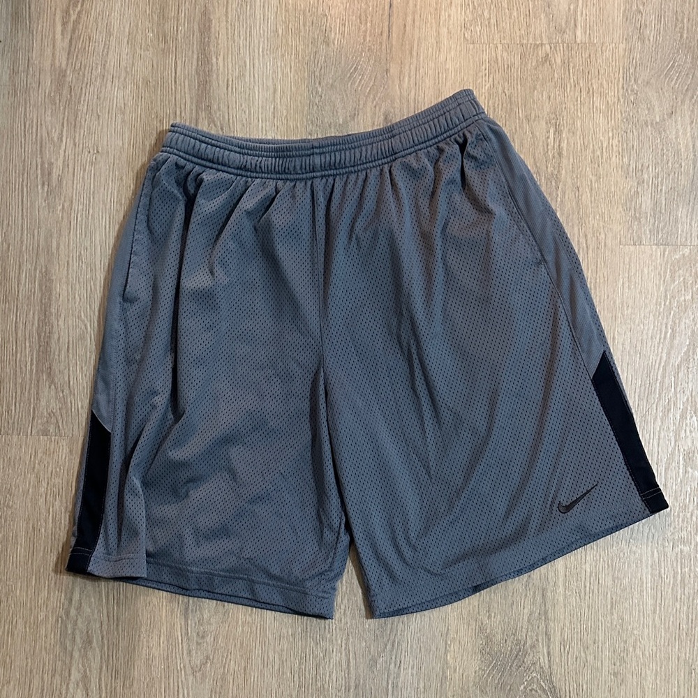Nike Men's Charcoal Athletic Mesh Shorts with Black Trim
